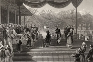 Durbar du Rajah de Travancore, réception du général Outram et de son état-major